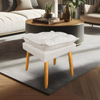 Kit 2 Puffs Decorativo Opala Linho Bege Pés Palito Dal Poz Es