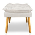 Kit 2 Puffs Decorativo Opala Linho Bege Pés Palito Dal Poz Es