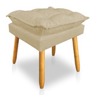 Kit 2 Puffs Decorativo Opala Linho Dourado Pés Palito Dal Poz