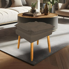 Kit 2 Puffs Decorativo Opala Linho Marrom Pés Palito Dal Poz