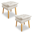 Kit 2 Puffs Decorativo Opala Suede Bege Pés Palito Dal Poz Es