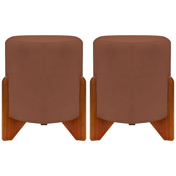 Kit 2 Puffs Decorativo Redondo Confortável Para Sala Quarto P