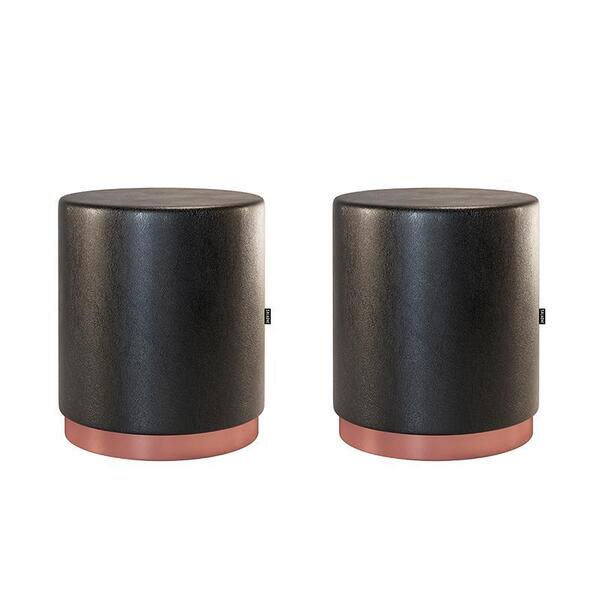 Kit 2 Puffs Decorativo Redondo Denver Em Couríssimo - Salaone