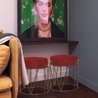 Kit 2 Puffs Decorativo Sala De Estar Base Bronze Chloe Suede