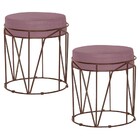 Kit 2 Puffs Decorativo Sala De Estar Base Bronze Chloe Veludo