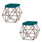 Kit 2 Puffs Decorativo Sala De Estar Base Bronze Trixie Suede