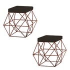 Kit 2 Puffs Decorativo Sala De Estar Base Bronze Trixie Suede