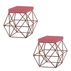 Kit 2 Puffs Decorativo Sala De Estar Base Bronze Trixie Suede