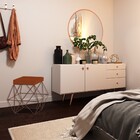 Kit 2 Puffs Decorativo Sala De Estar Base Bronze Trixie Suede