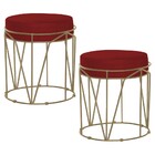 Kit 2 Puffs Decorativo Sala De Estar Base Gold Chloe Veludo V