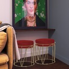 Kit 2 Puffs Decorativo Sala De Estar Base Gold Chloe Veludo V