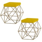 Kit 2 Puffs Decorativo Sala De Estar Base Gold Trixie Suede A