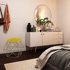 Kit 2 Puffs Decorativo Sala De Estar Base Gold Trixie Suede A