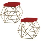 Kit 2 Puffs Decorativo Sala De Estar Base Gold Trixie Suede V