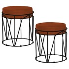 Kit 2 Puffs Decorativo Sala De Estar Base Preto Chloe Suede T