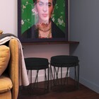 Kit 2 Puffs Decorativo Sala De Estar Base Preto Chloe Veludo