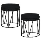 Kit 2 Puffs Decorativo Sala De Estar Base Preto Chloe Veludo