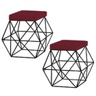 Kit 2 Puffs Decorativo Sala De Estar Base Preto Trixie Suede