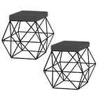 Kit 2 Puffs Decorativo Sala De Estar Base Preto Trixie Suede