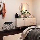 Kit 2 Puffs Decorativo Sala De Estar Base Preto Trixie Suede