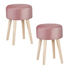 Kit 2 Puffs Decorativo Sala De Estar Pés Palito Iene Veludo R