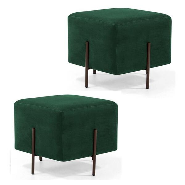 Kit 2 Puffs Decorativos 45cm Base Aço Status B-303 Veludo Ver