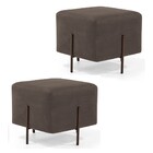 Kit 2 Puffs Decorativos 45cm Base Aço Status C-261 Veludo Mar