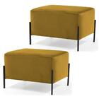 Kit 2 Puffs Decorativos 60cm Base Aço Status B-279 Veludo Mos