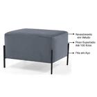 Kit 2 Puffs Decorativos 60cm Base Aço Status Veludo Cinza