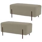 Kit 2 Puffs Decorativos 90cm Base Aço Status B-309 Veludo Bege