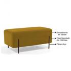 Kit 2 Puffs Decorativos 90cm Base Aço Status Mostarda