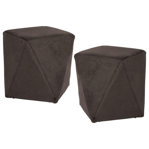 Kit 2 Puffs Decorativos Ametista B-261 Veludo Marrom