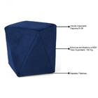 Kit 2 Puffs Decorativos Ametista B-304 Veludo Azul Marinho