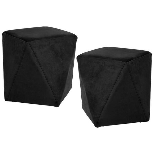 Kit 2 Puffs Decorativos Ametista B-99 Veludo Preto