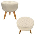 Kit 2 Puffs Decorativos Banqueta Recepção Luna Suede Bege