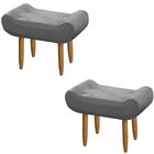 Kit 2 Puffs Decorativos Banqueta Rubi Suede Cinza