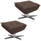 Kit 2 Puff's Decorativos Base Giratória Cromada Charger Suede