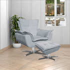 Kit 2 Puff's Decorativos Base Giratória Cromada Charger Suede