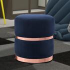 Kit 2 Puffs Decorativos Cinto E Aro Rosê Round B-287 Veludo M