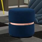 Kit 2 Puffs Decorativos Com Cinto Rosê Round B-304 Veludo Azu