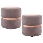 Kit 2 Puffs Decorativos Com Cinto Rosê Round B-305 Veludo Ros