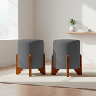 Kit 2 Puffs Decorativos Eloah Redondo Assento Extra Para Sala