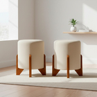 Kit 2 Puffs Decorativos Eloah Redondo Assento Extra Para Sala