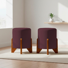 Kit 2 Puffs Decorativos Eloah Redondo Assento Extra Para Sala