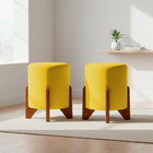 Kit 2 Puffs Decorativos Eloah Redondo Assento Extra Para Sala