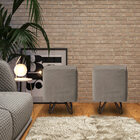 Kit 2 Puffs Decorativos Pés Aço Preto Cubo Veludo Fendi G17 -