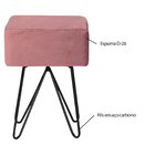 Kit 2 Puffs Decorativos Pés Aço Preto Reji Veludo Rosa - Gran