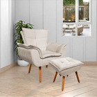 Kit 2 Puff's Decorativos Pés Palito Charger Suede Bege G19 -