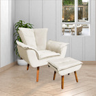 Kit 2 Puff's Decorativos Pés Palito Charger Veludo Bege G19 -