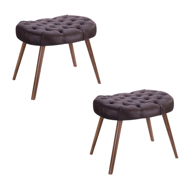 Kit 2 Puffs Decorativos Pés Palito Mel Lens Velosuede Marrom